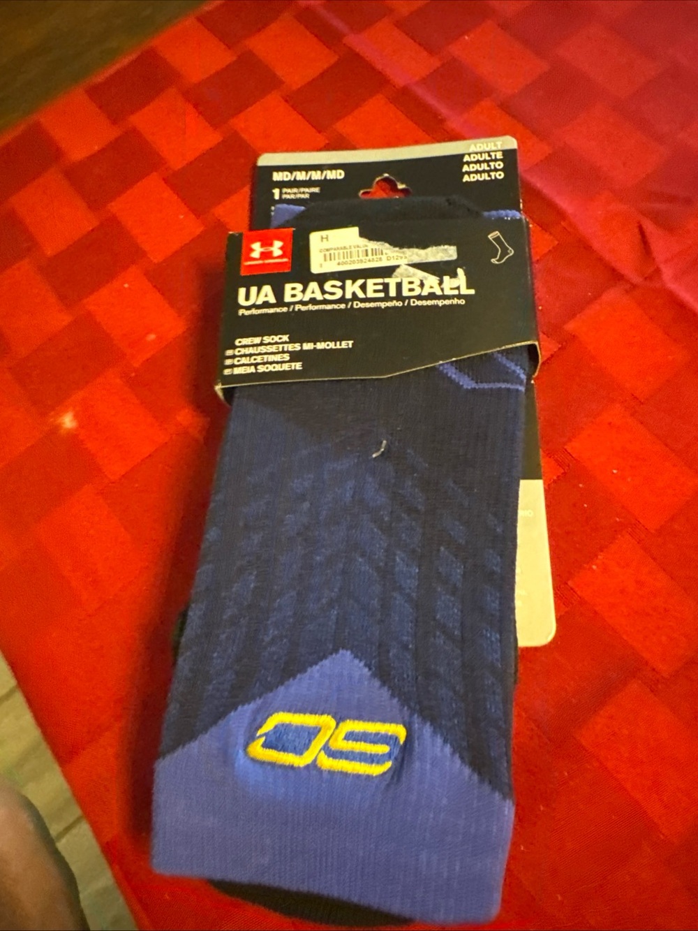 Under Armour Men’s Navy and Yellow Basketball Crew Socks